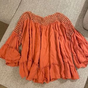 Gauzy, swing top with crochet detail